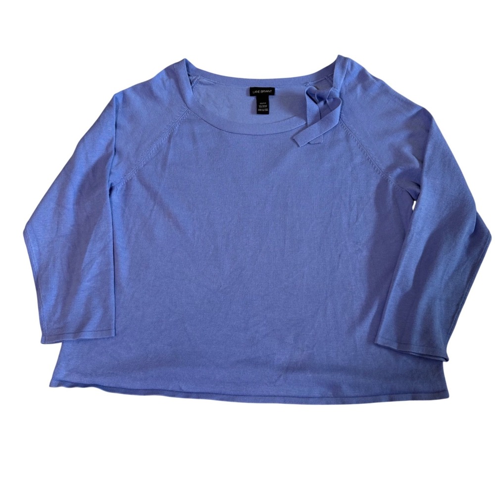 Lane Bryant Periwinkle Blue Side Tie Bow Scoop Neck‎ 3/4 Sleeve Sweater 22/24